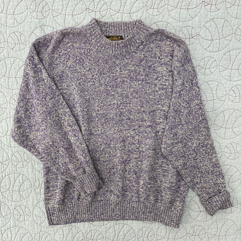 Eddie Bauer Sweater Purple Marled Cotton Knit Vintage / Men's Extra Large